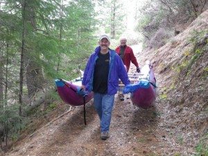 Hiking to the put-in on the upper Sacramento River